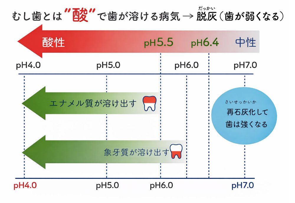 虫歯のなりやすさと口腔内環境pHaの表