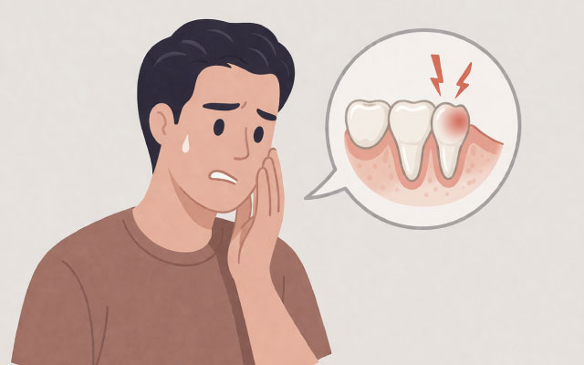 噛むと痛みを感じているイメージ